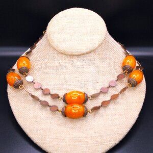 KATE HINES Vintage Signed Long Statement Station Necklace and Belt